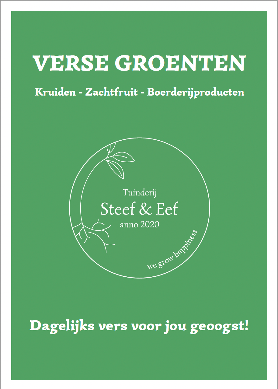 Tuinderij Steef & Eef promotiekaart